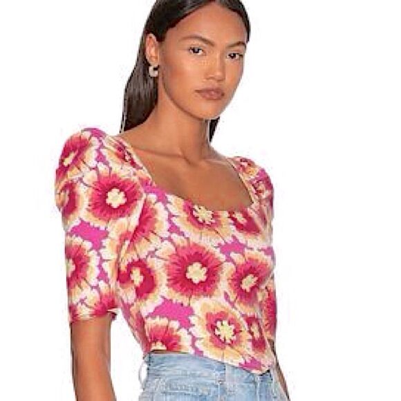 Free People Tops - Free People Give Me More Macro Floral Style Crop Top pink combo NWT MSRP $98